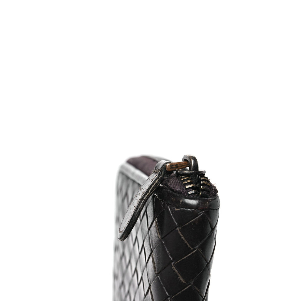 Nappa Intrecciato Zip Around Wallet Ebano