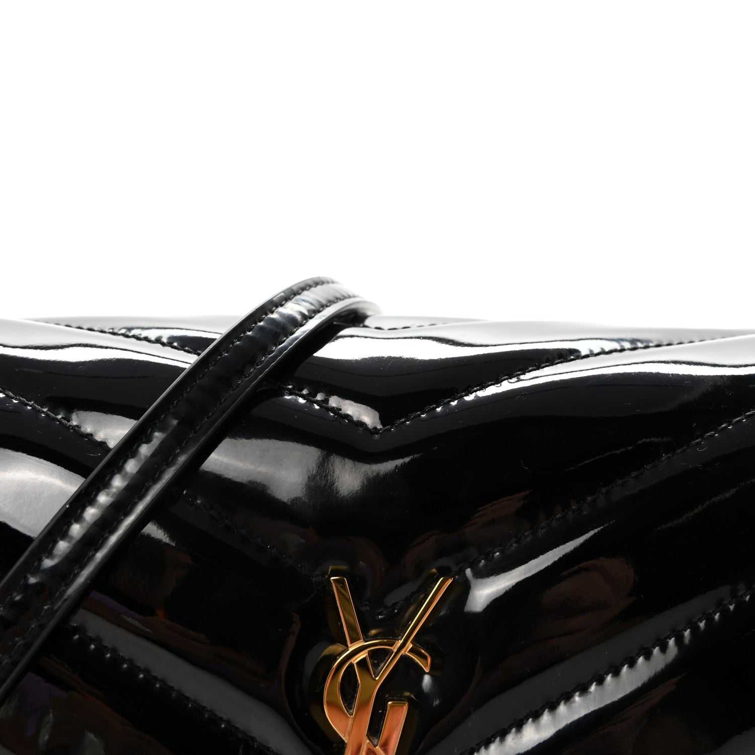 Patent Y Quilted Monogram Toy Loulou Crossbody Bag Black
