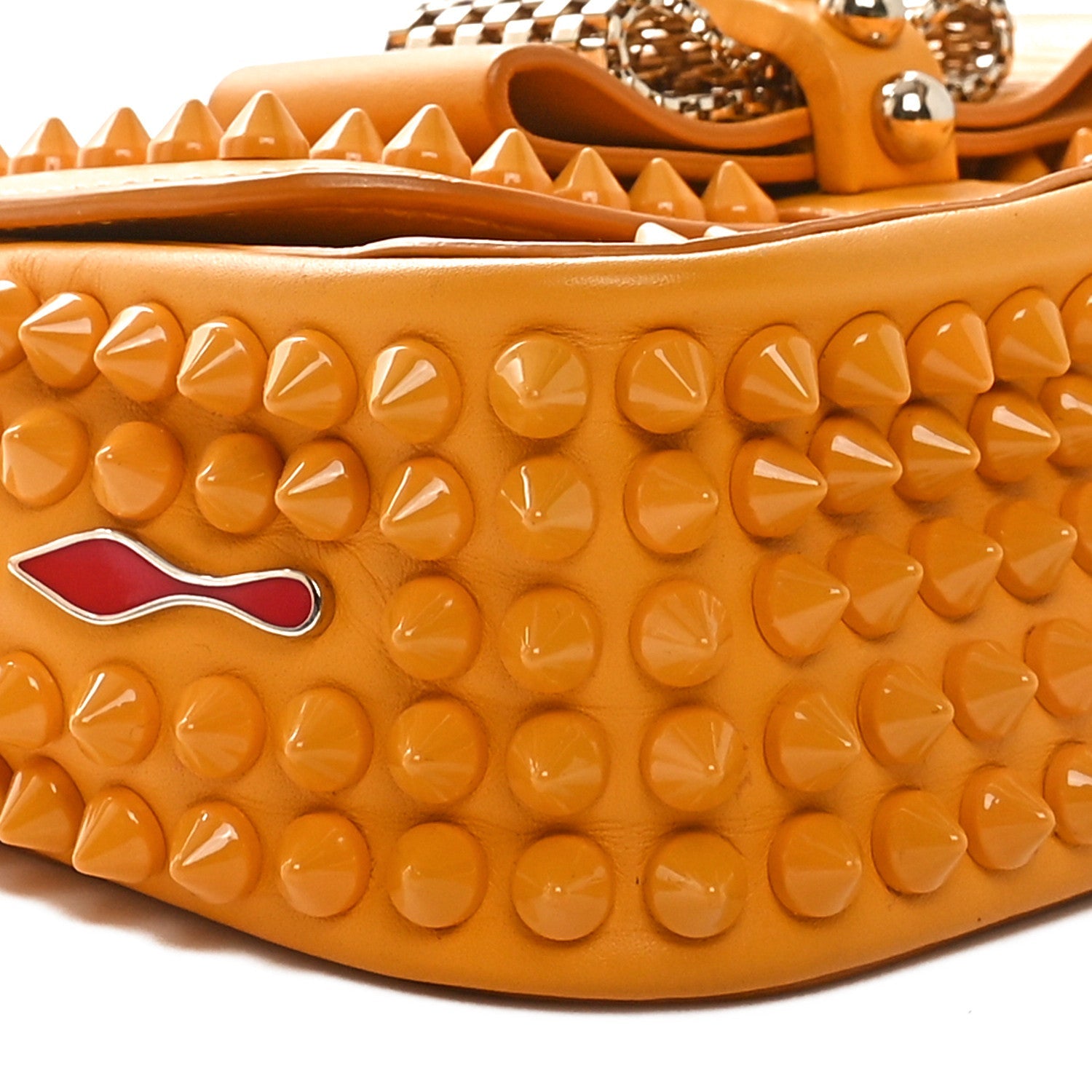 Calfskin Spiked Sweety Charity Crossbody Bag Yellow