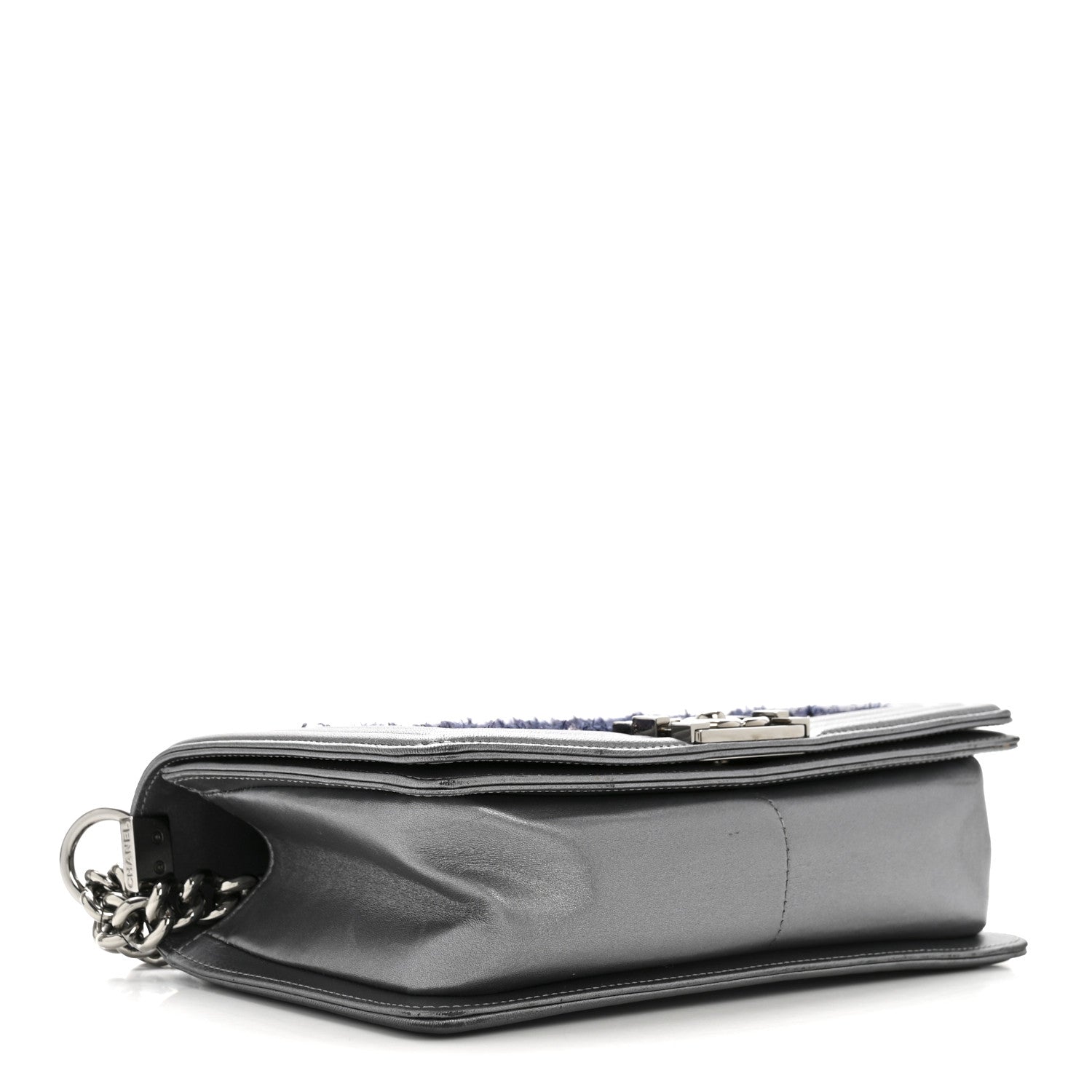 Tweed Metallic Lambskin Medium Boy Flap Silver