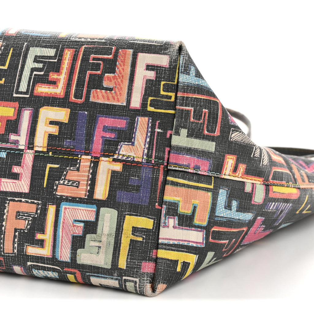 Zucca Spalmati Patent Zucchino Screen Print Medium Roll Tote Tobacco Multicolor Black