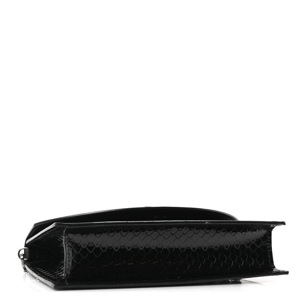 Jurassic Snakeskin Embossed Loubi54 Crossbody Clutch Black