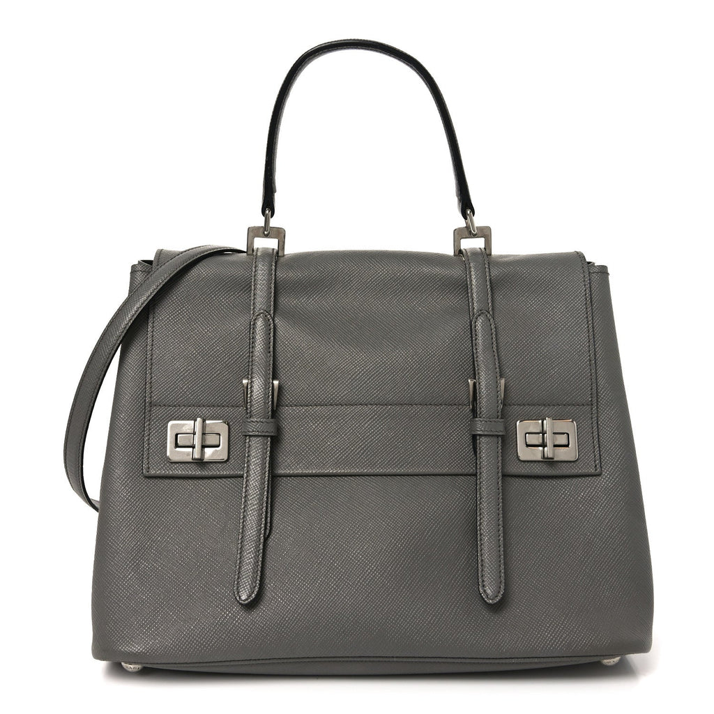Saffiano Cuir Convertible Top Handle Tote Marmo