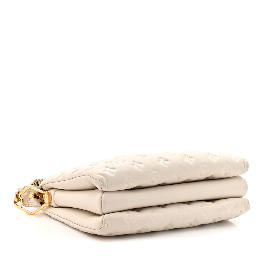 Lambskin Embossed Monogram Coussin PM Beige Cream