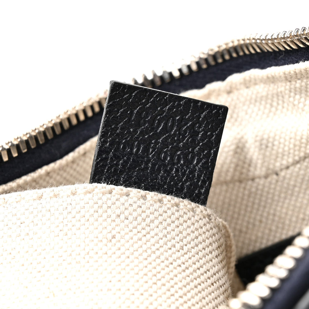 GG Supreme Monogram Textured Calfskin Web Small Attache Shoulder Bag Beige Blue