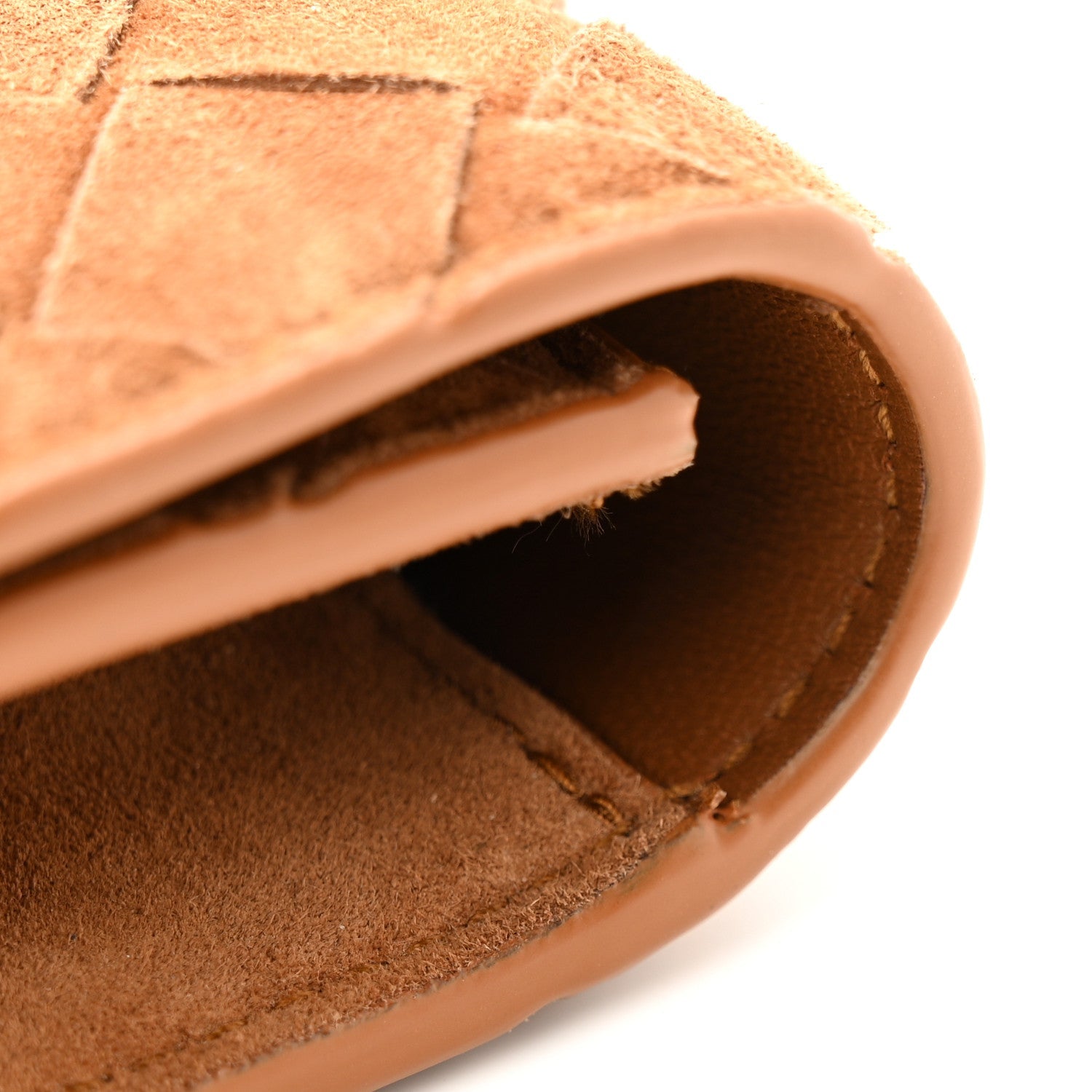 Suede Intrecciato Long Andiamo Top Handle Clutch Amber