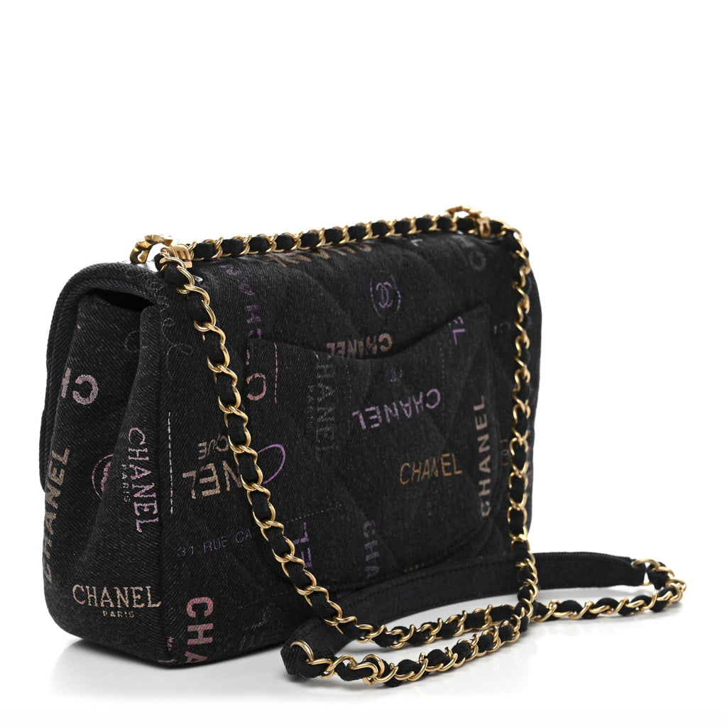 Denim Quilted Denim Mood Large Flap Black Multicolor