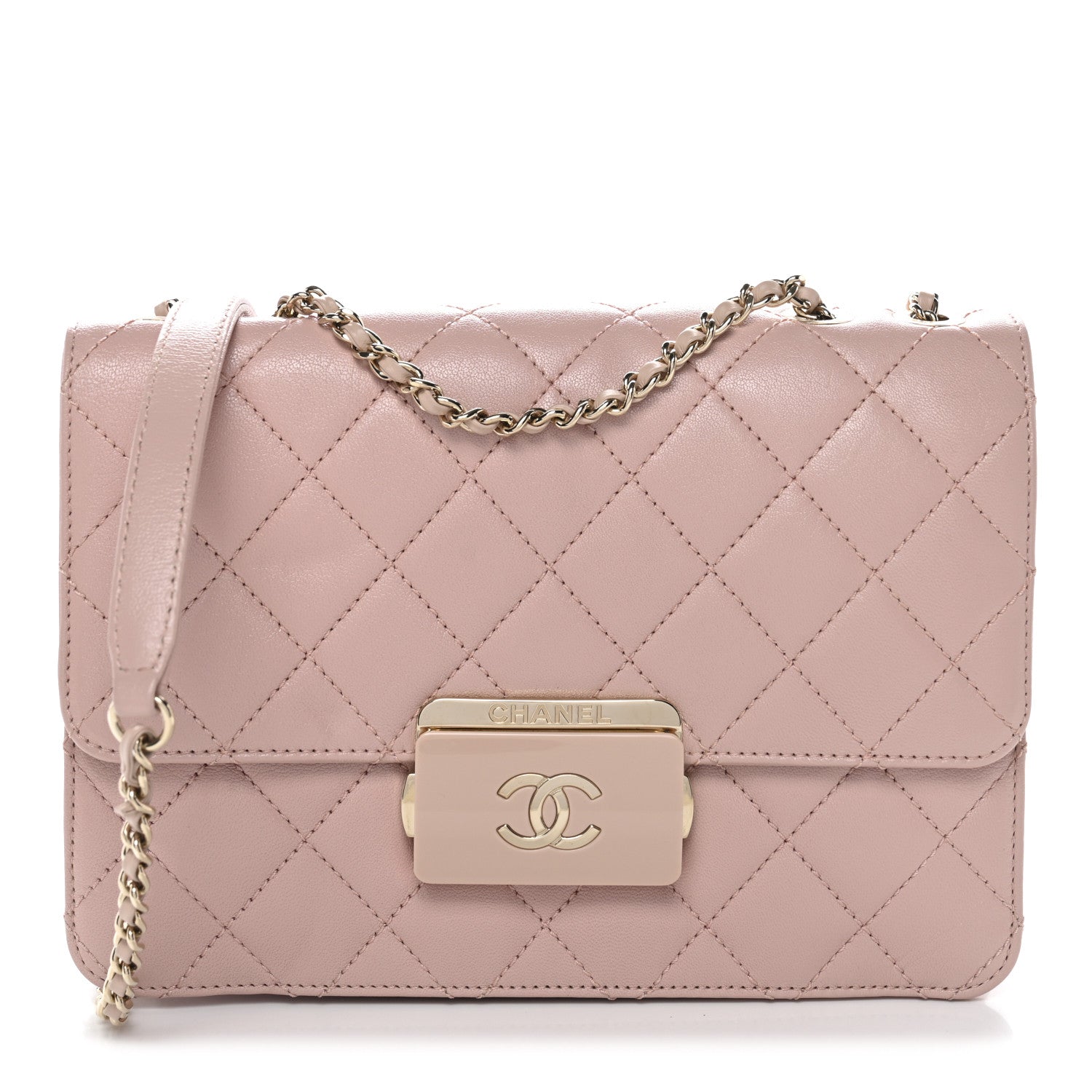 Sheepskin Quilted Beauty Lock Flap Pink