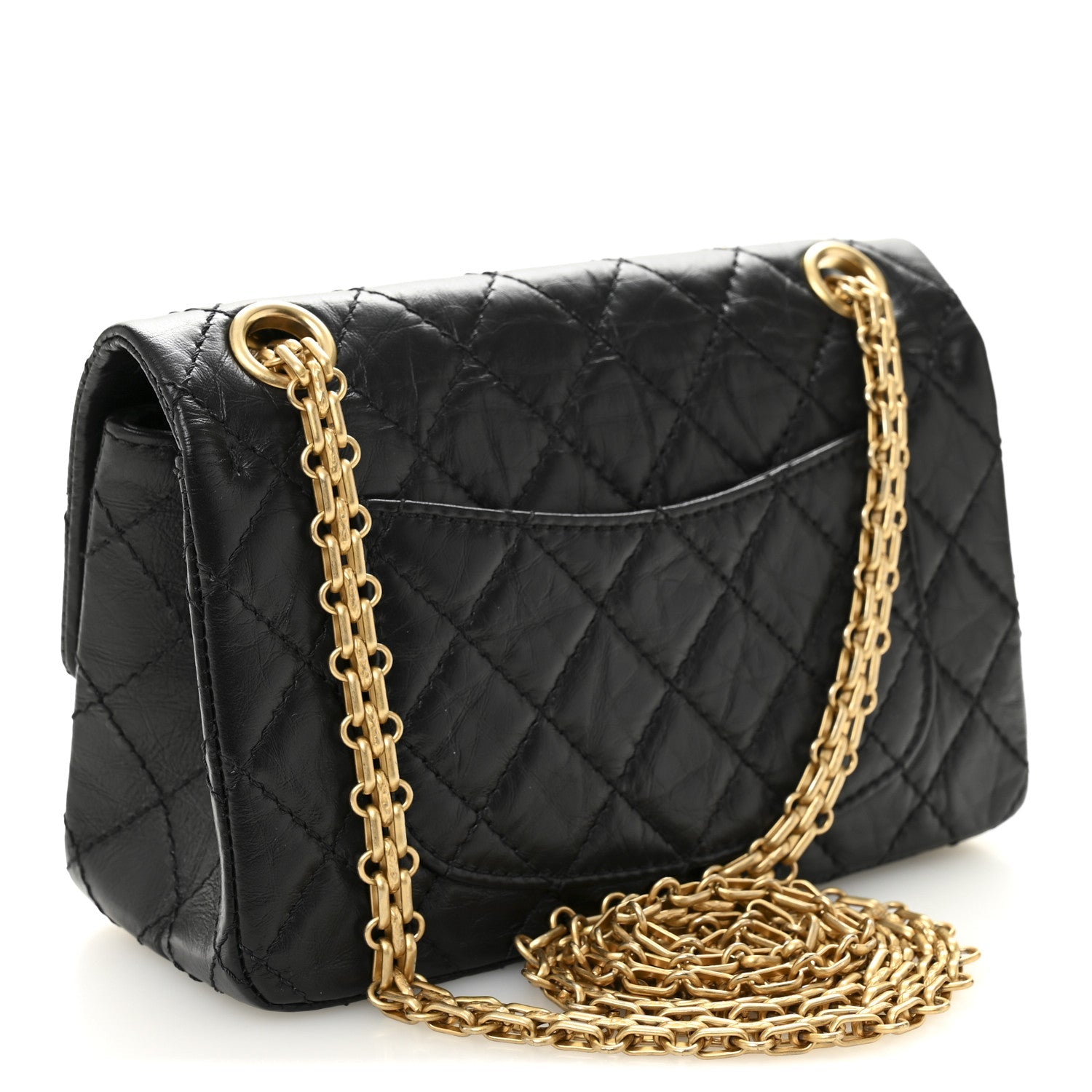 Aged Calfskin Quilted 2.55 Reissue Mini Flap Black