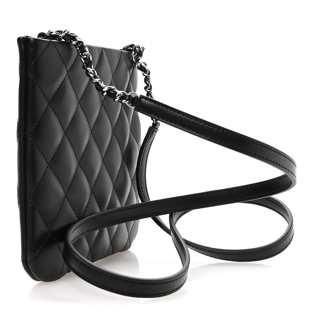 Lambskin Quilted Uniform Crossbody Bag Black