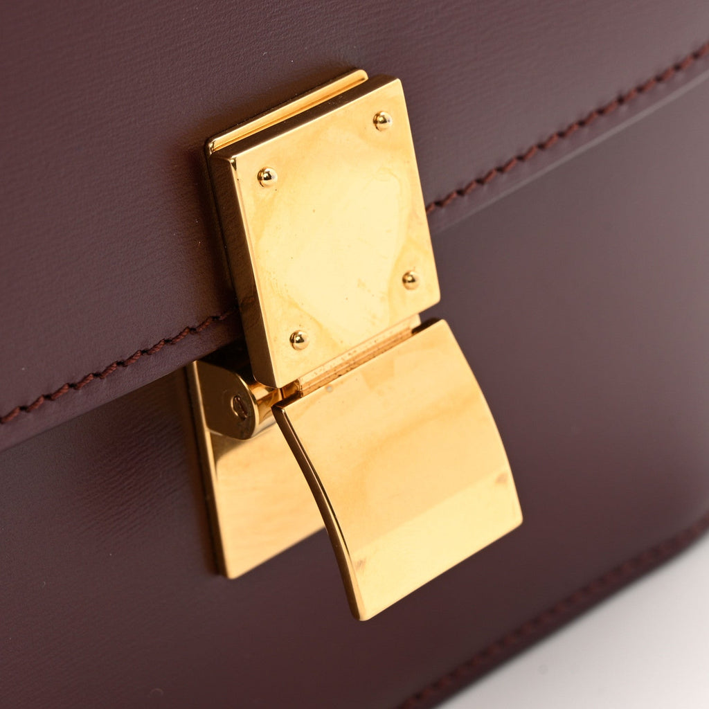 Liege Calfskin Teen Classic Box Flap Bag Burgundy