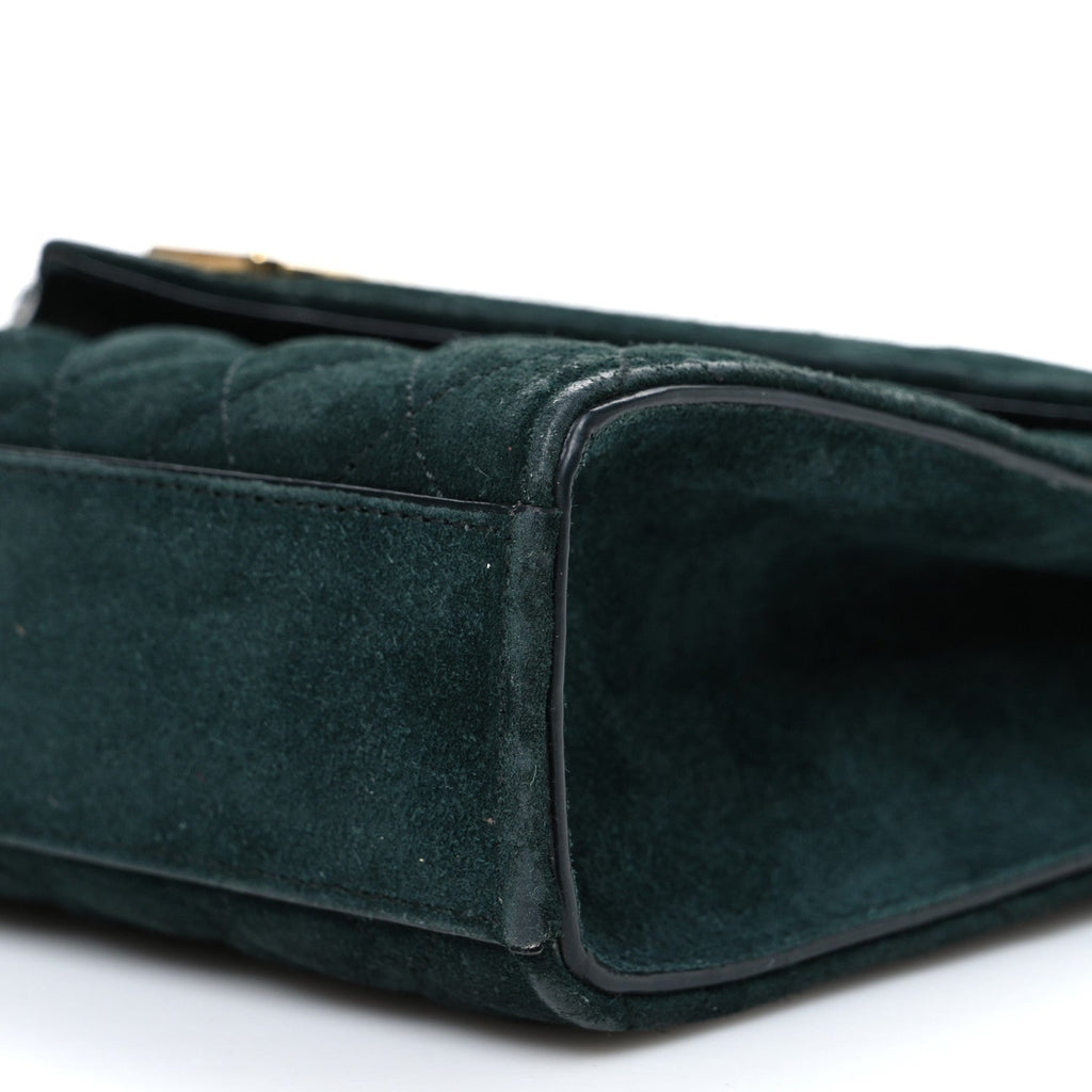 Suede Mixed Matelasse Triquilt Medium Monogram Envelope Satchel Algae