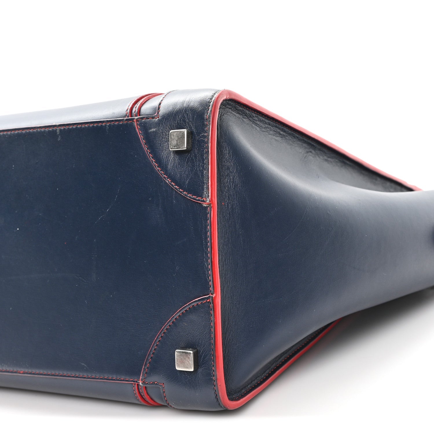 Smooth Calfskin Mini Luggage Navy Red