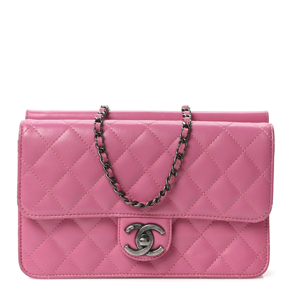 Lambskin Quilted Medium Crossing Times Flap Pink
