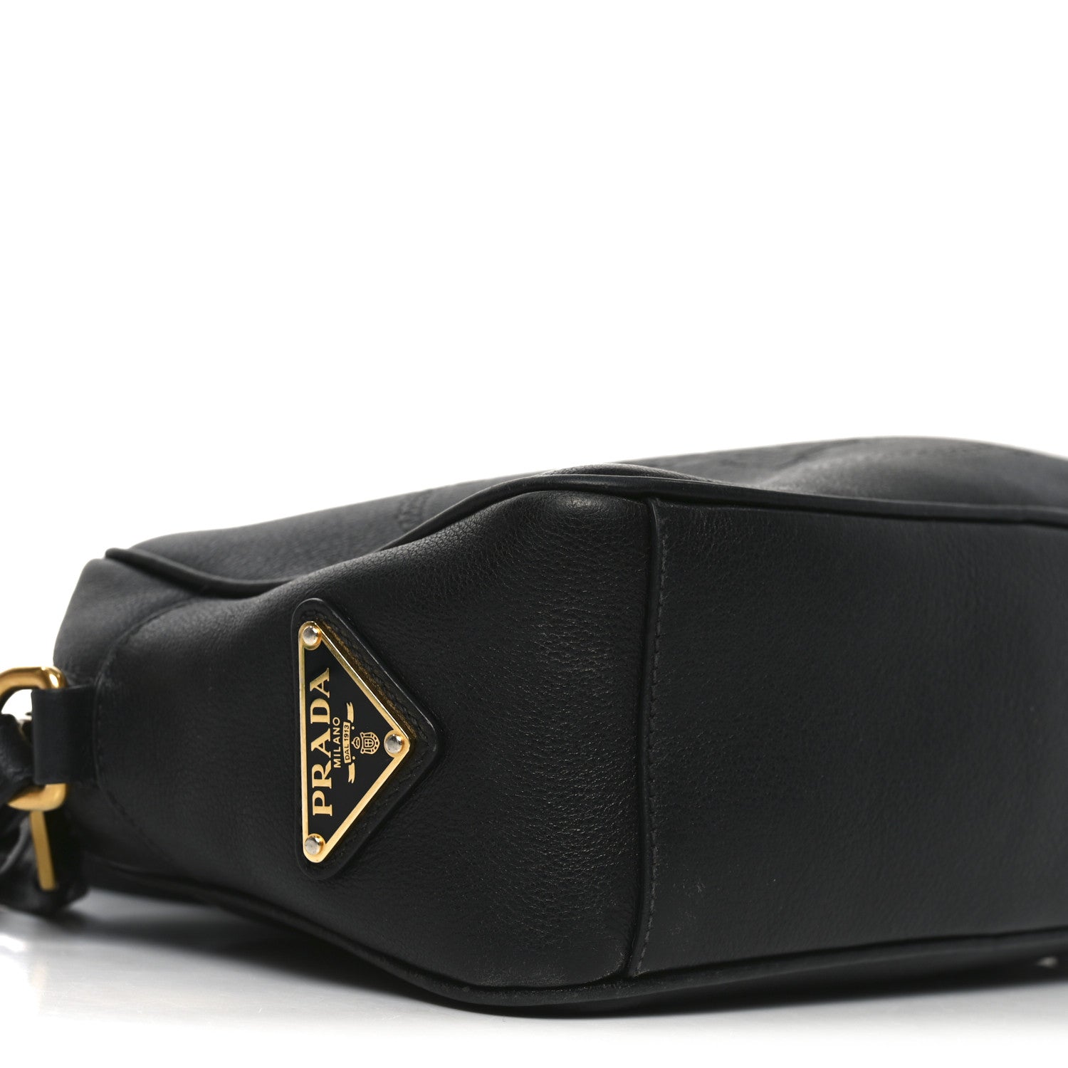 Glace Calfskin Embossed Logo Crossbody Black