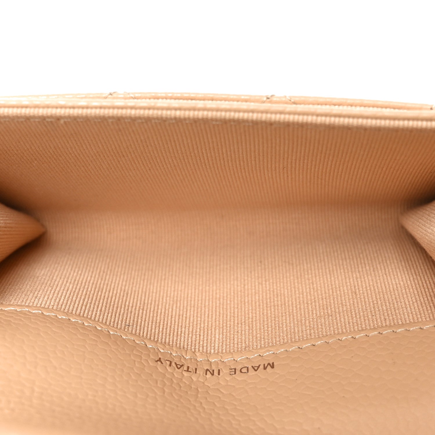Caviar Quilted Flap  Holder Wallet Beige