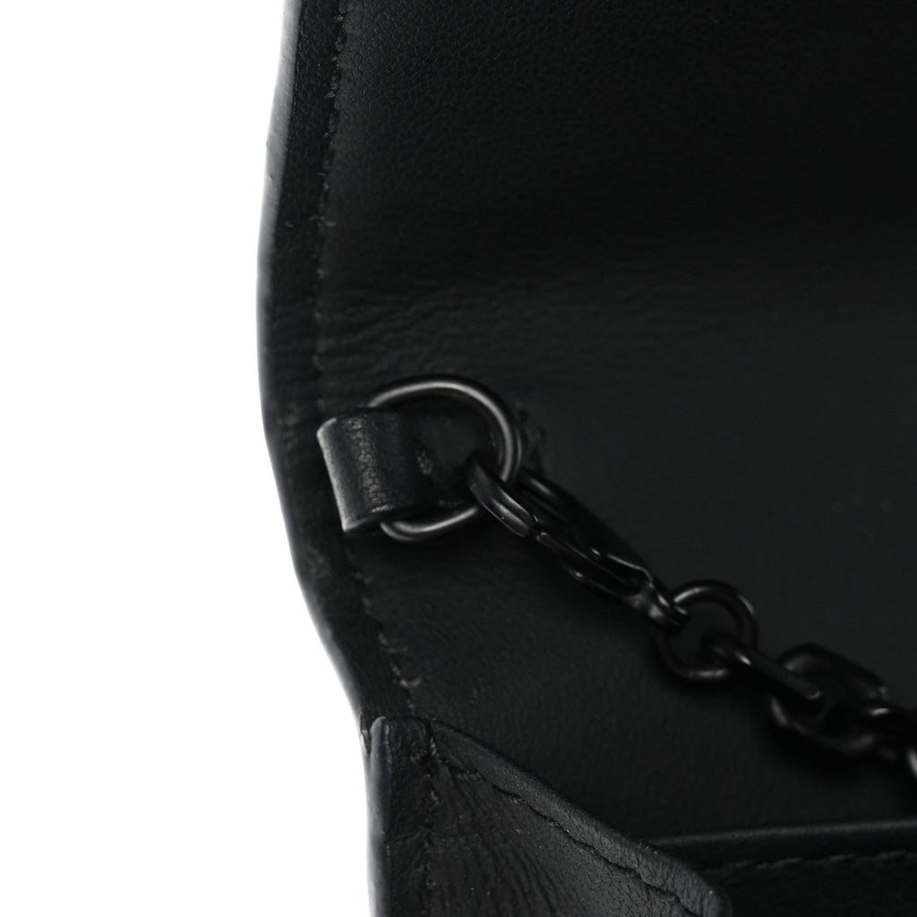 Ultra Matte Calfskin Saddle Chain Wallet Pouch Black