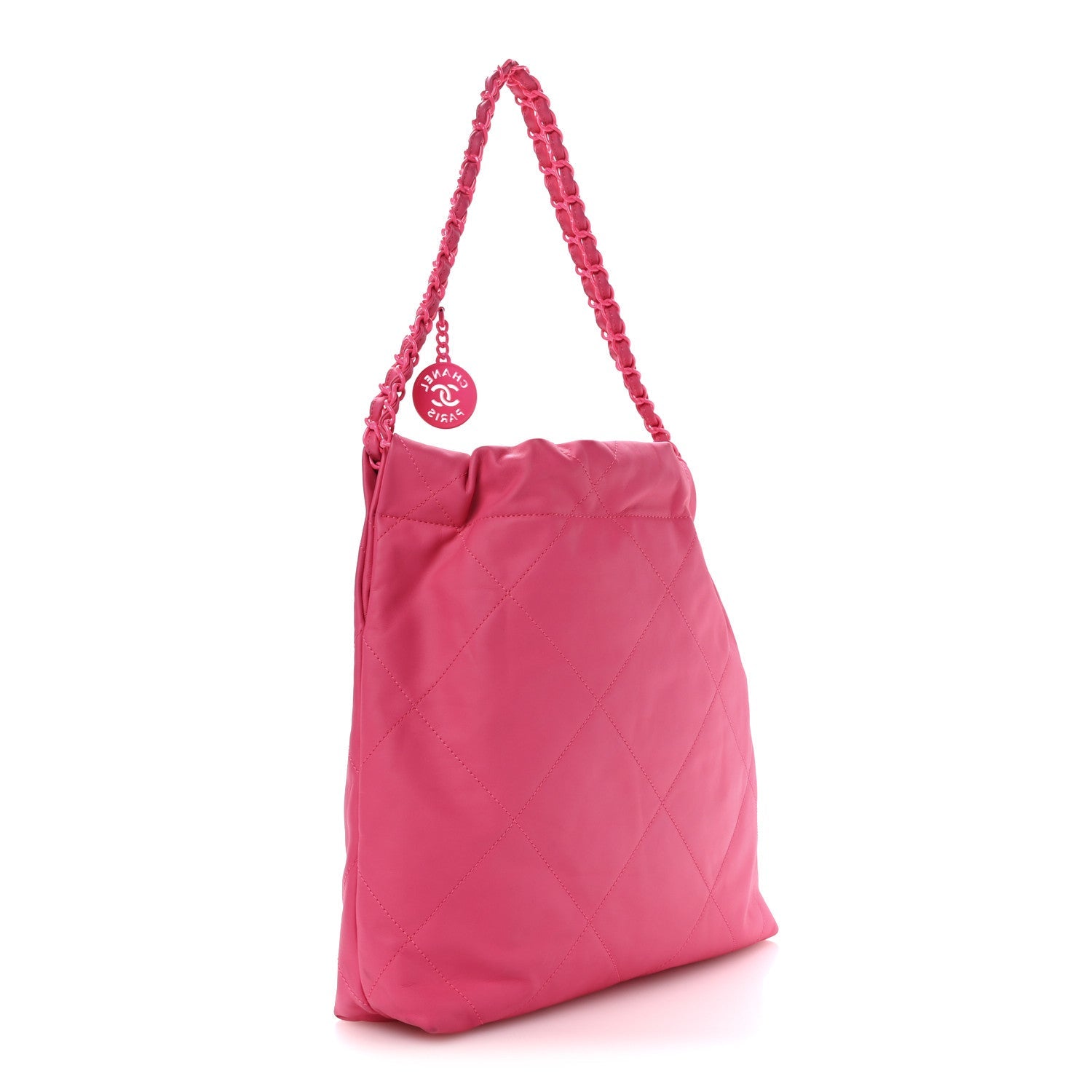 Matte Calfskin Quilted Monochrome Small Chanel 22 Fuchsia