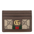 GG Supreme Monogram Textured Dollar Calfskin Ophidia  Holder Beige Ebony New Acero