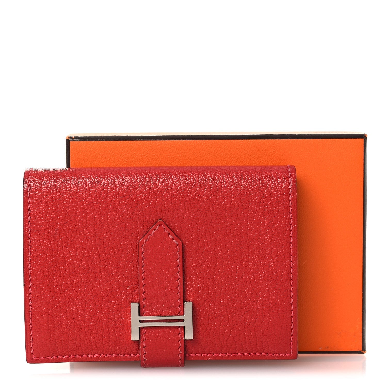Chevre Mysore Bearn  Holder Wallet Rouge Casaque