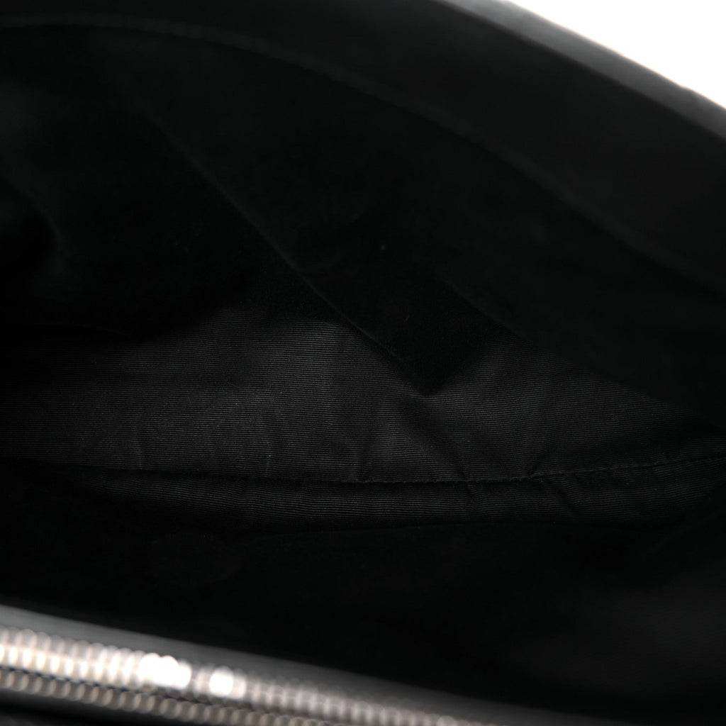 Sheepskin Matelasse Chevron Monogram Large College Satchel Black