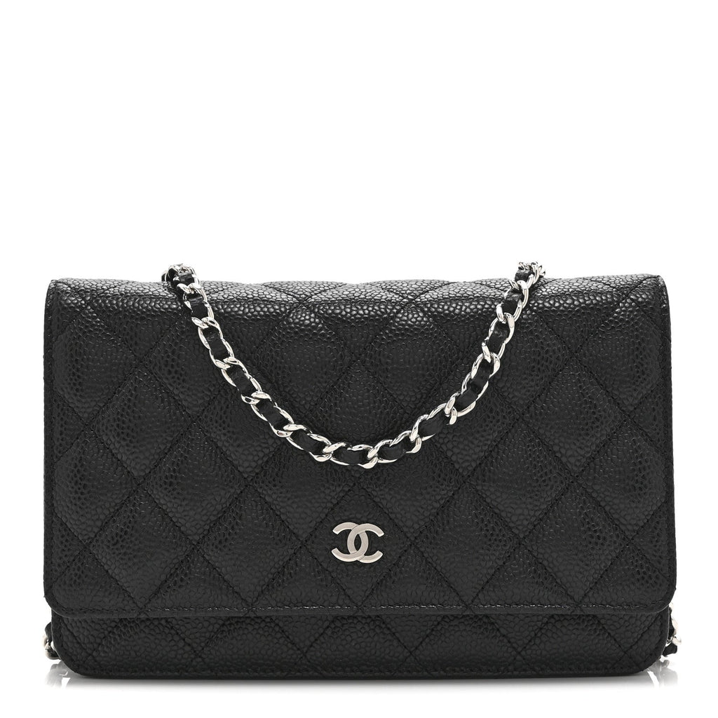 Caviar Quilted Wallet on Chain WOC Black