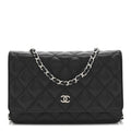 Caviar Quilted Wallet on Chain WOC Black