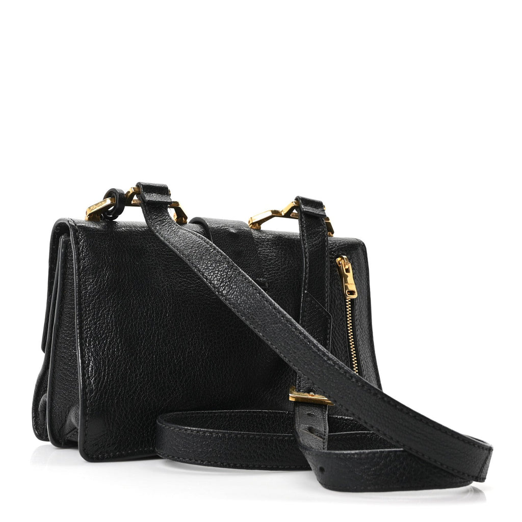 Goatskin Madras Crossbody Bag Black