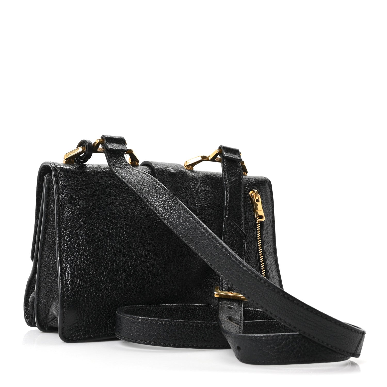 Goatskin Madras Crossbody Bag Black