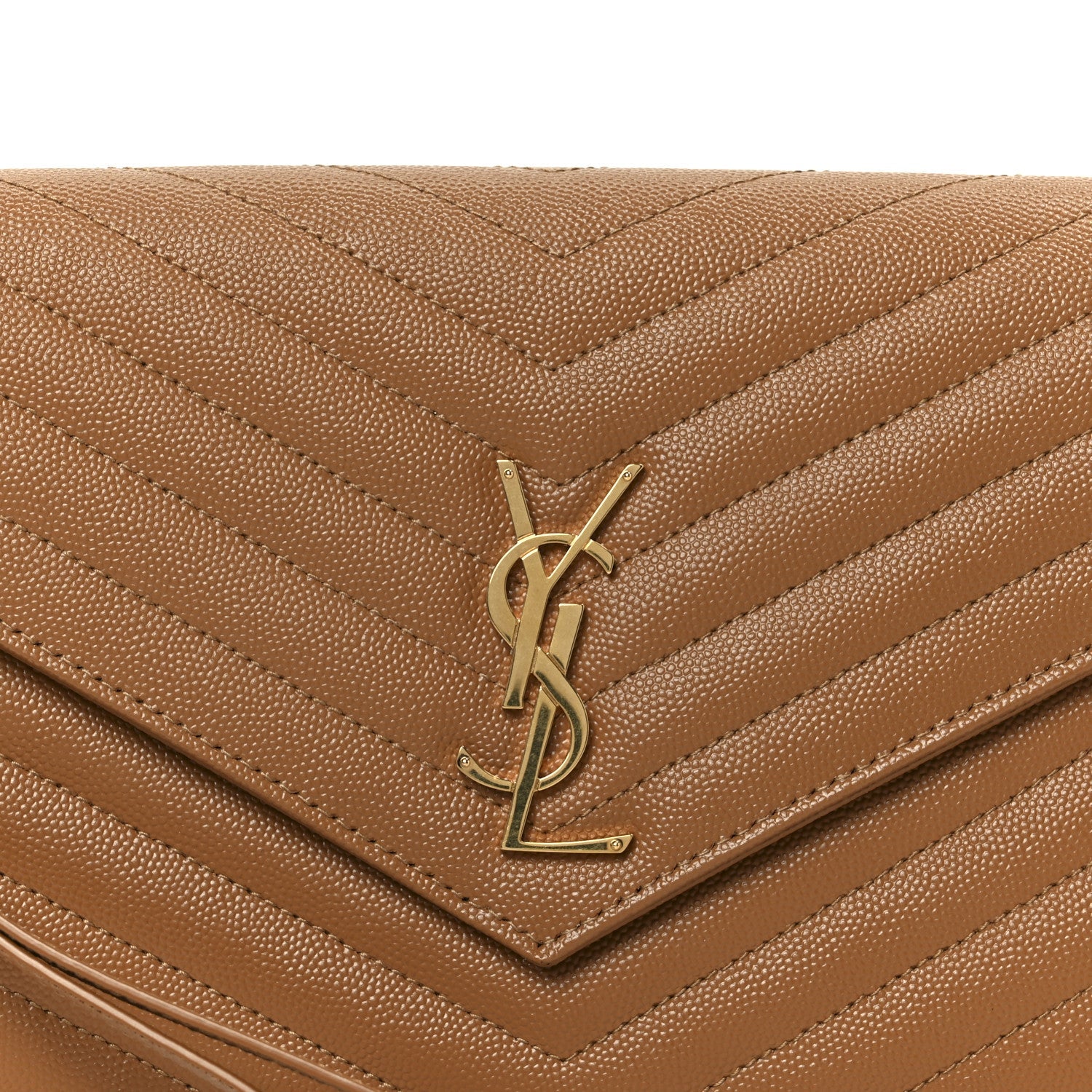 Grain De Poudre Matelasse Chevron Monogram Cassandre Flap Pouch Natural Dark