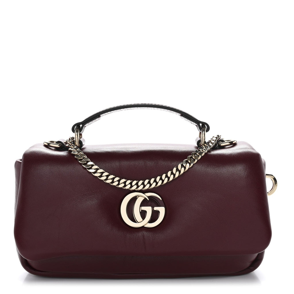 Lambskin Mini GG Milano Top Handle Shoulder Bag Rosso Ancora