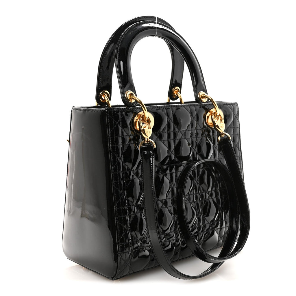 Patent Cannage Medium Lady Dior Black