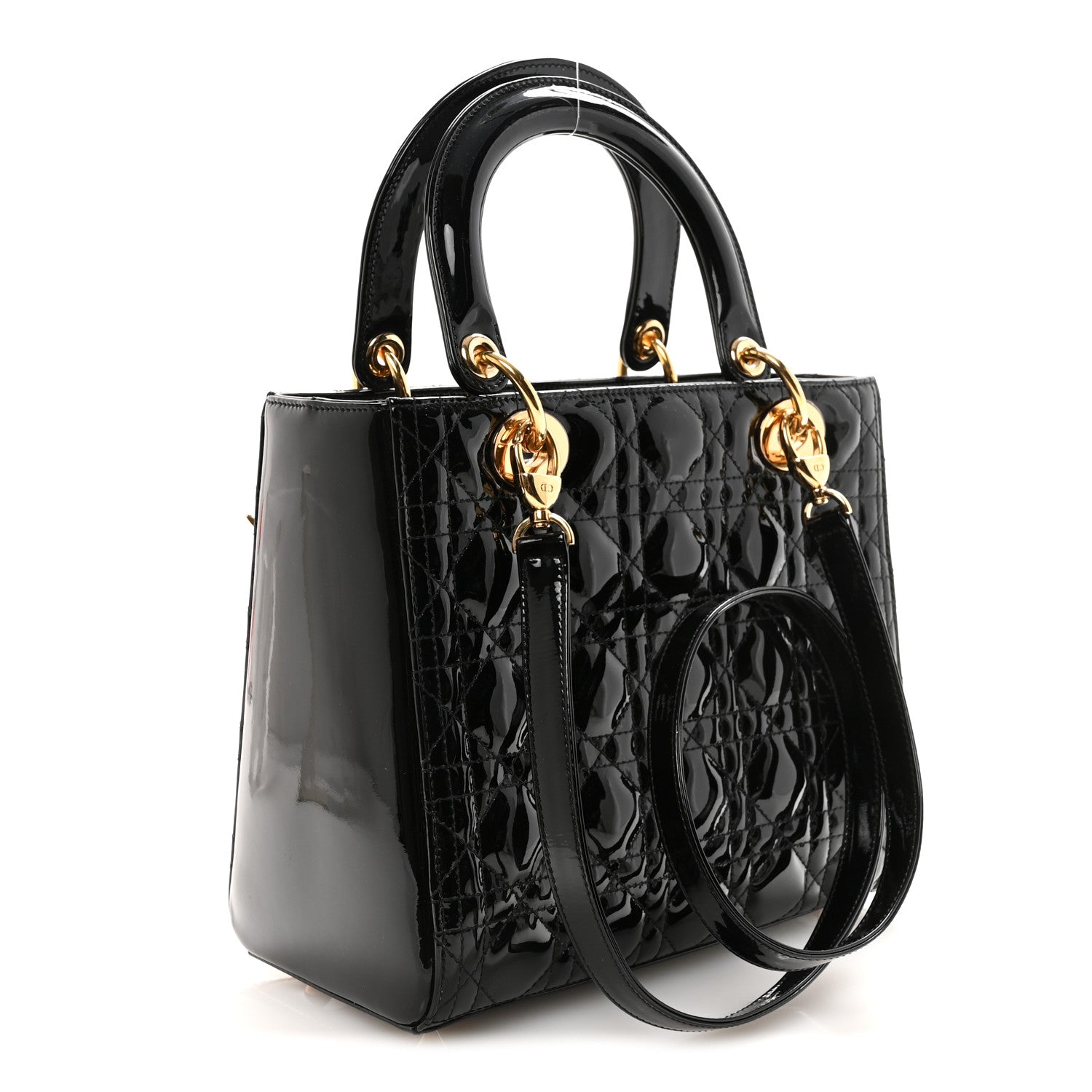 Patent Cannage Medium Lady Dior Black