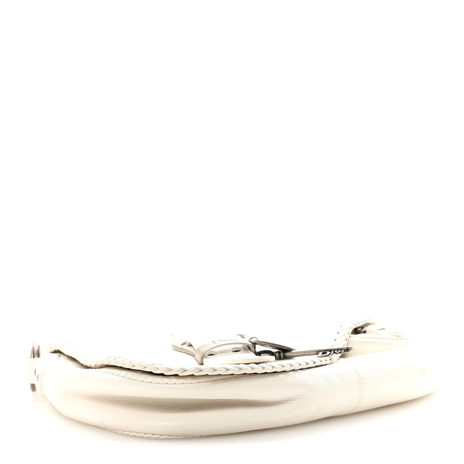Calfskin Braided Gaucho Double Saddle Bag White