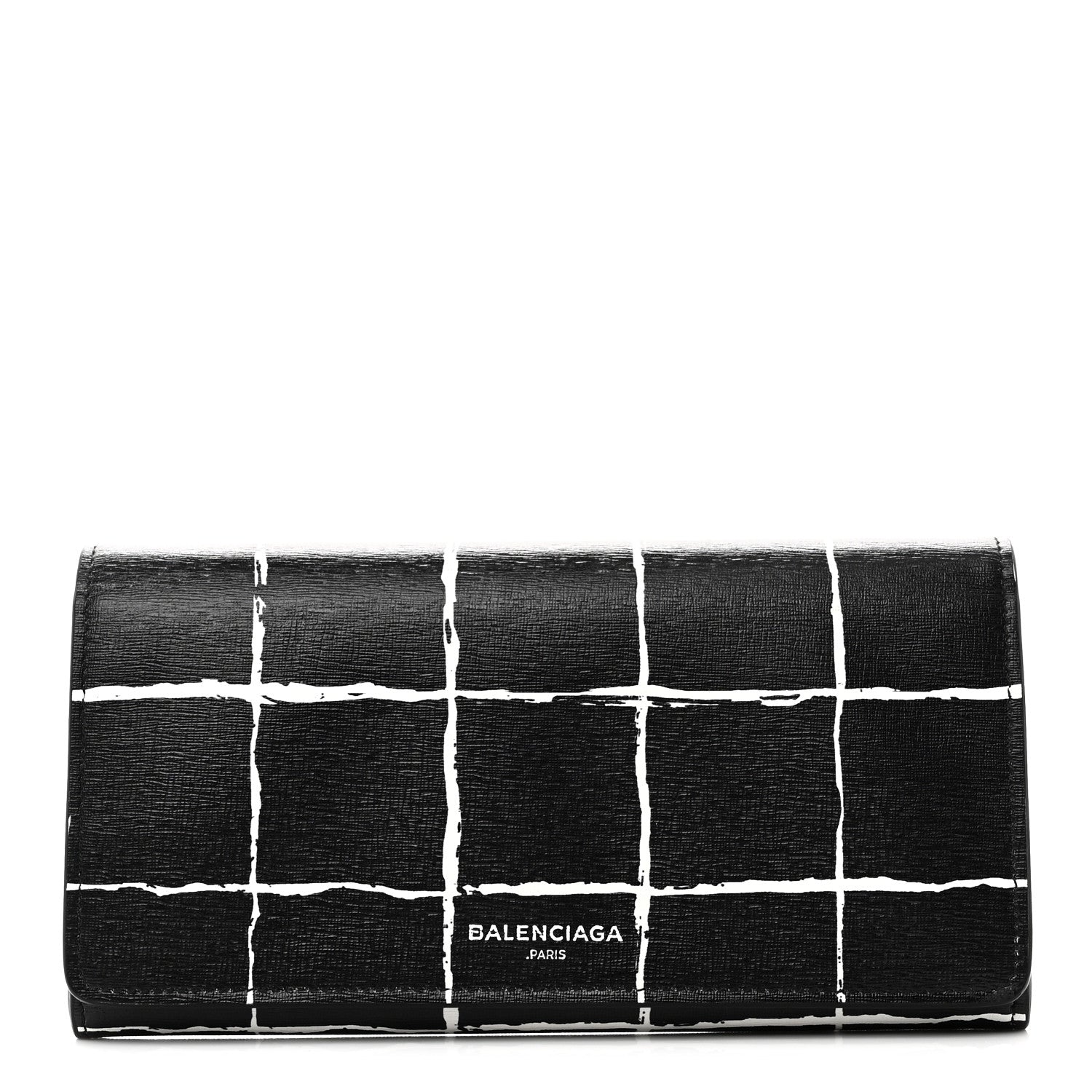 Saffiano Square Check Wallet Black White