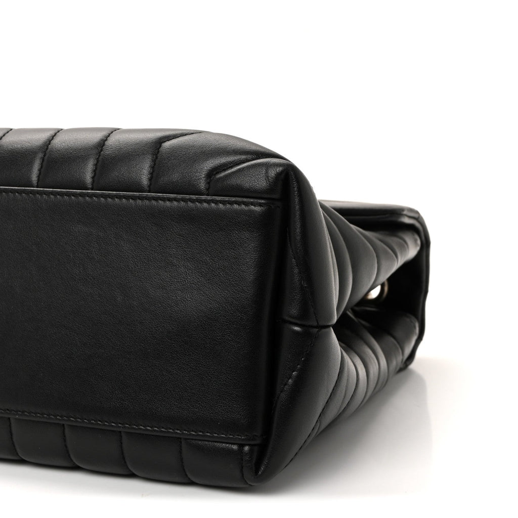 Calfskin Y Quilted Monogram Medium Loulou Chain Satchel Black