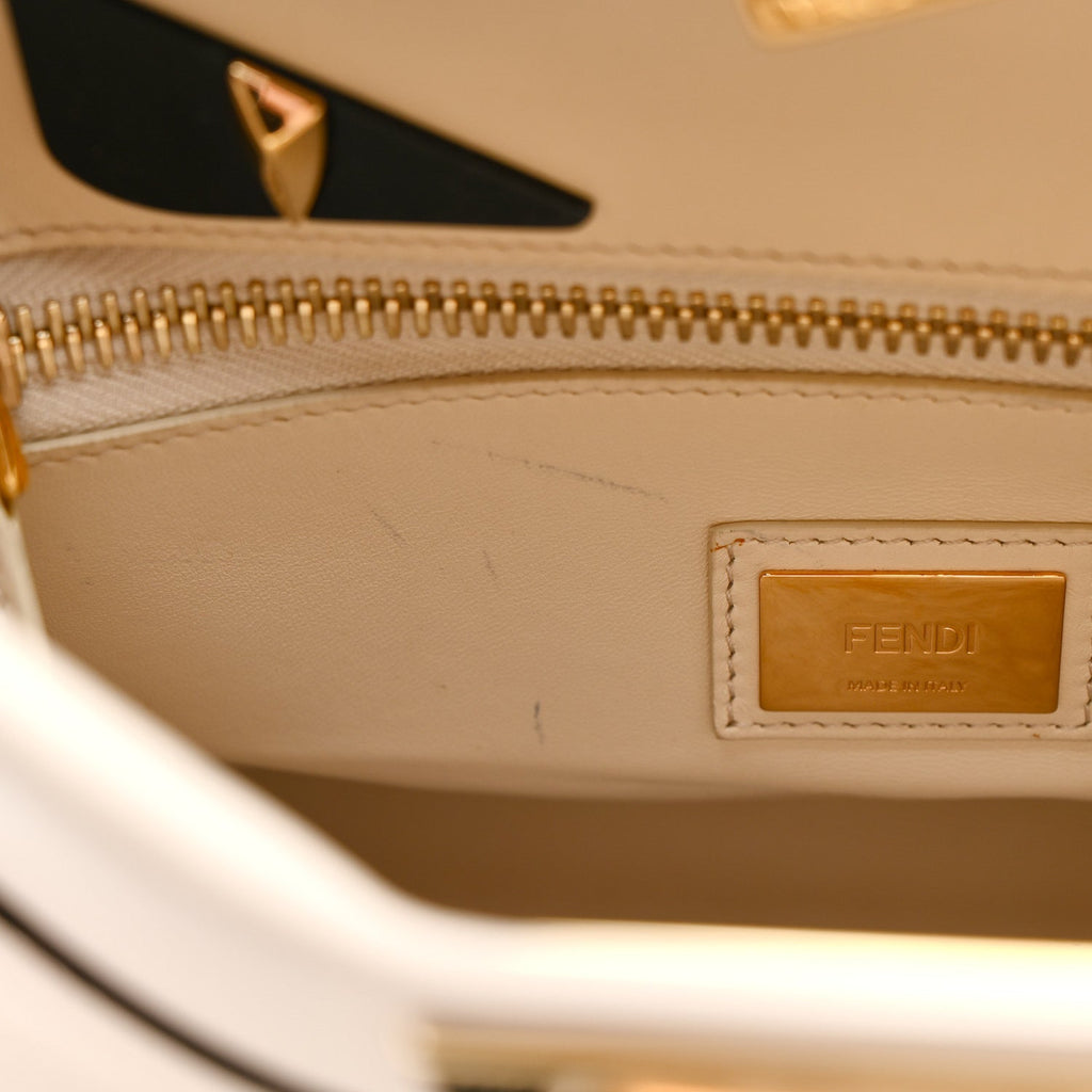 Vitello Seta Snakeskin Monster Eyes Medium Peekaboo Iconic Satchel  Amido Sand Black