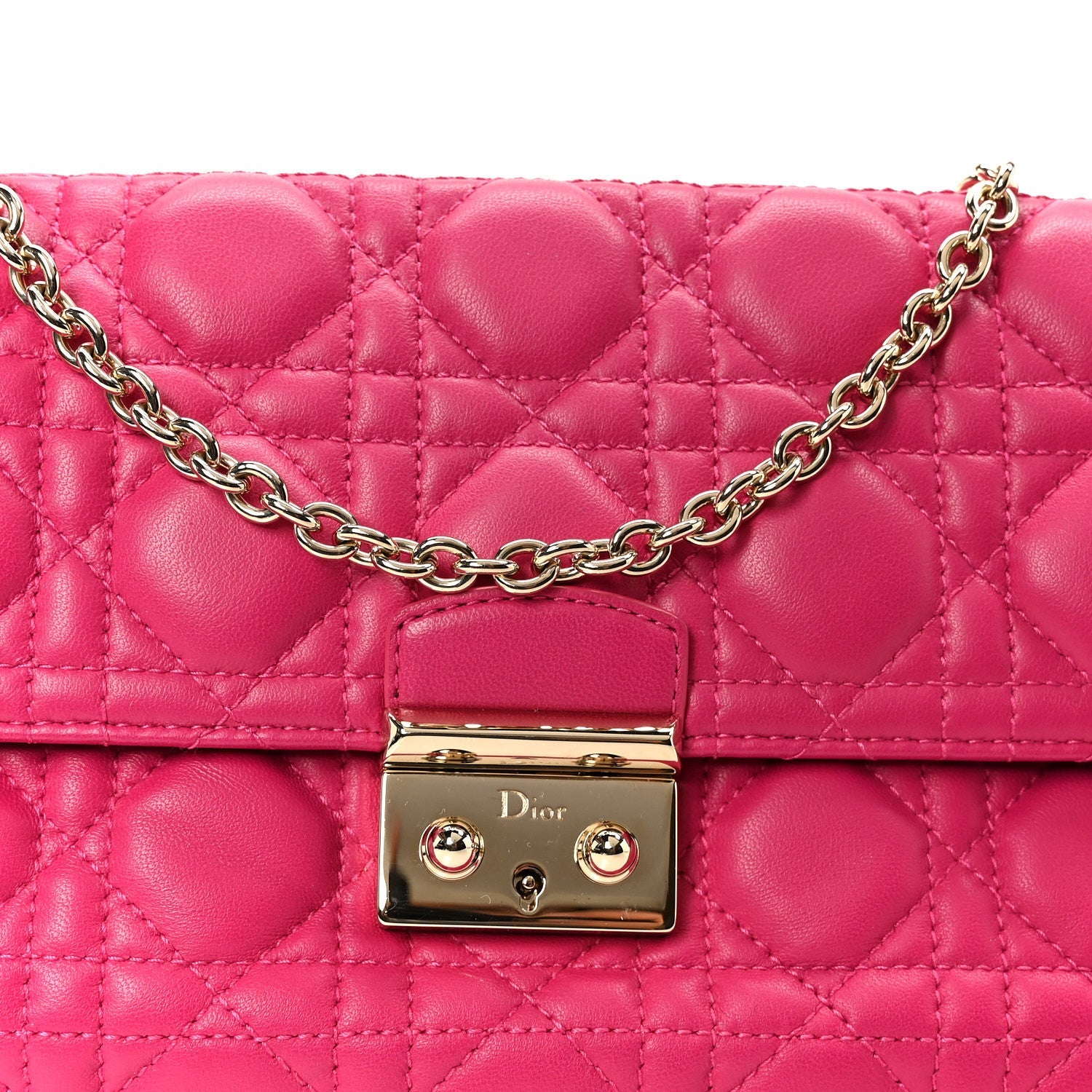 Lambskin Cannage Miss Dior Promenade Pouch Fuchsia