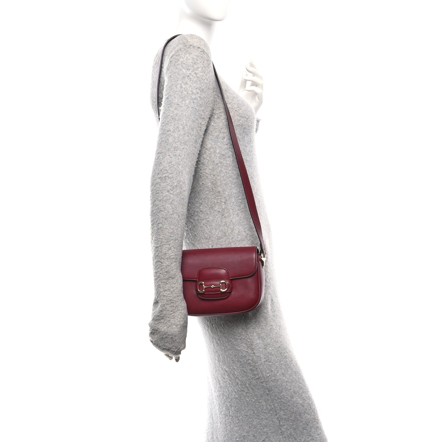 Soft Calfskin Horsebit 1955 Small Shoulder Bag Rosso Ancora