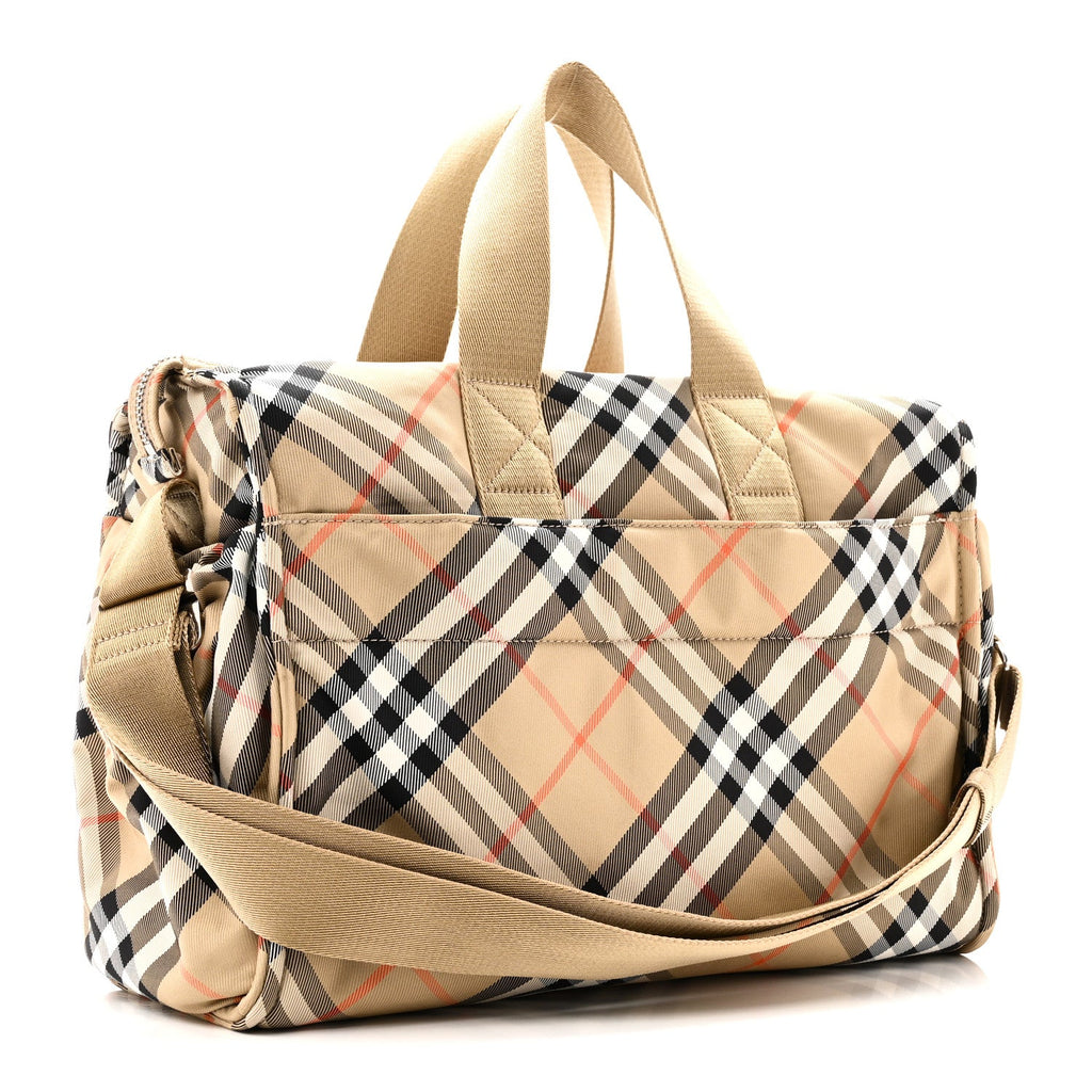 Nova Check Tote Diaper Bag Sand Beige