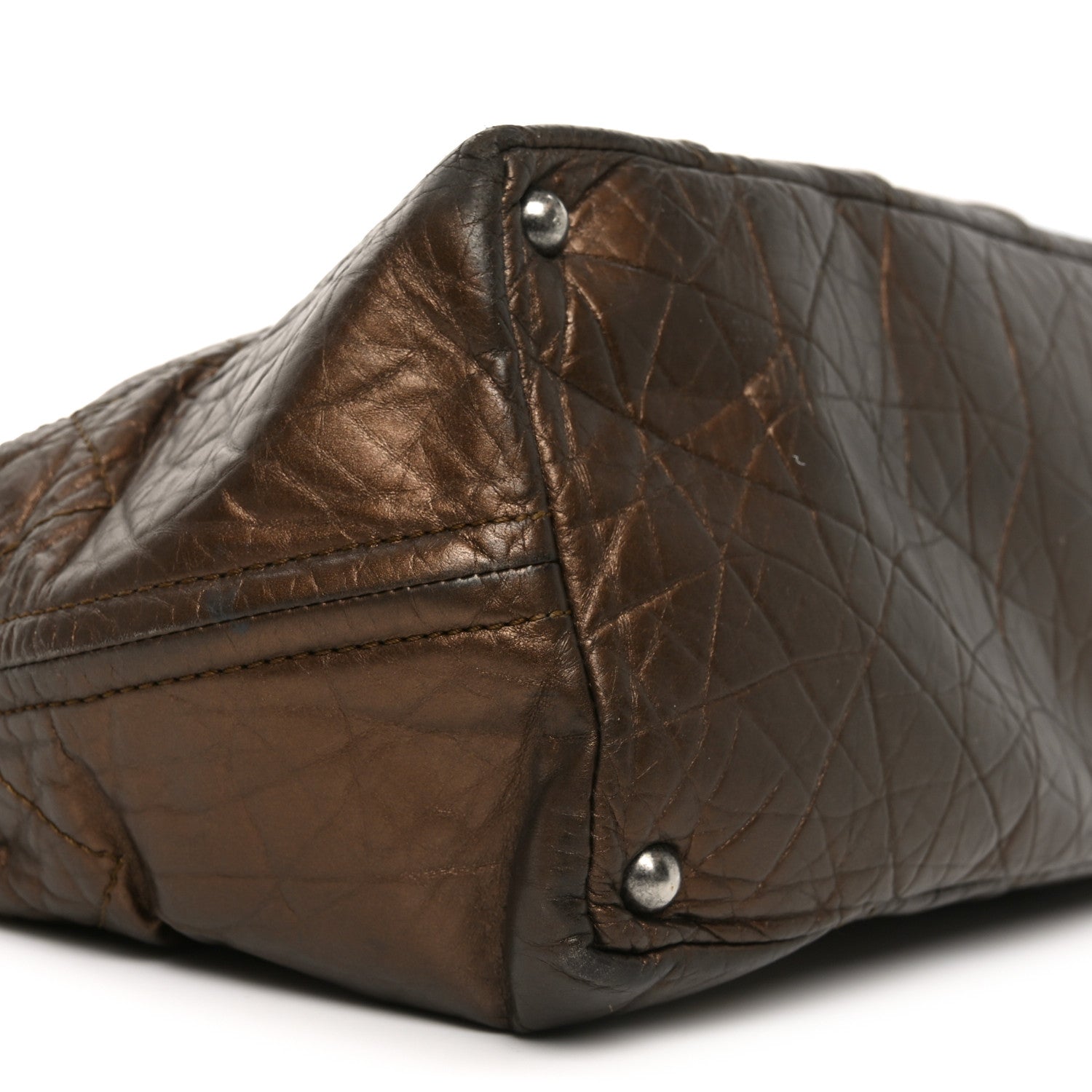 Metallic Aged Calfskin Large Shopping In Moscow Tote Bronze