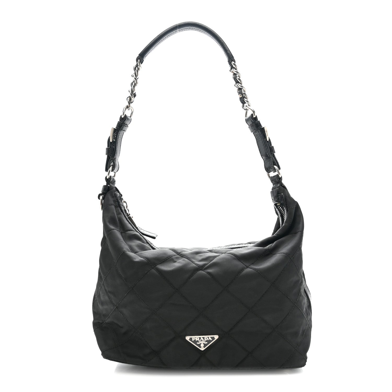 Tessuto Nylon Quilted Shoulder Bag Black