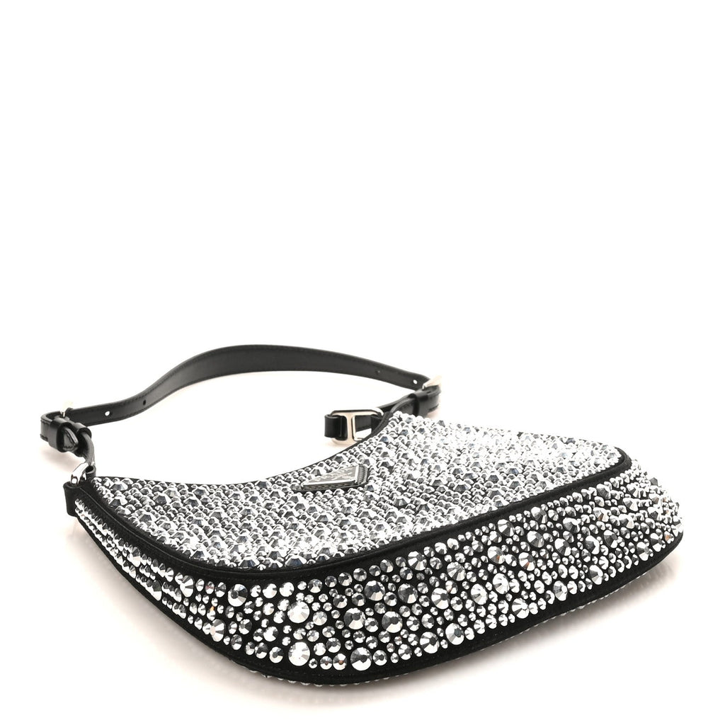 Satin Crystal Cleo Adjustable Strap Shoulder Bag Metal