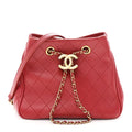 Calfskin Stitched Small Egyptian Amulet Drawstring Bag Red