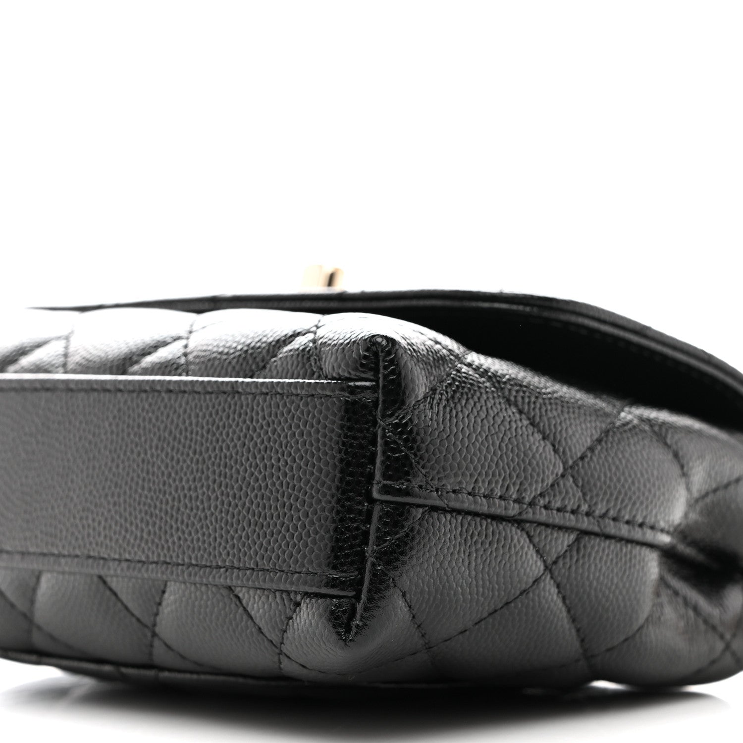 Caviar Quilted Coco Handle Clutch With Chain Black