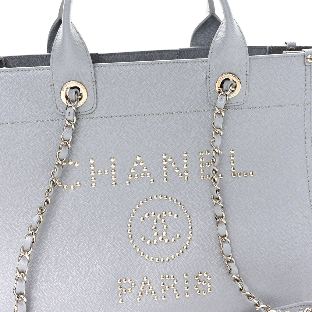 Caviar Studded Small Deauville Tote Grey