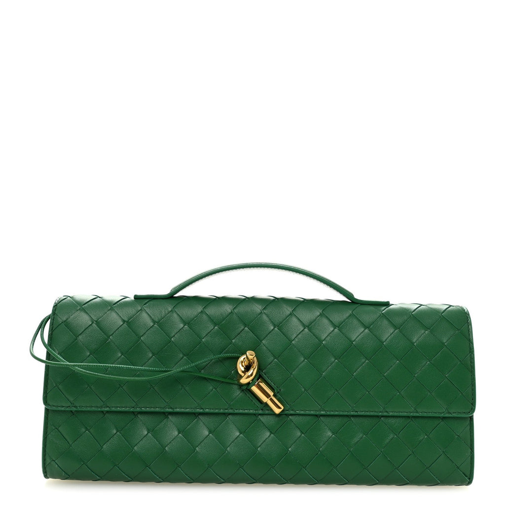 Nappa Intrecciato Long Andiamo Top Handle Clutch Jungle