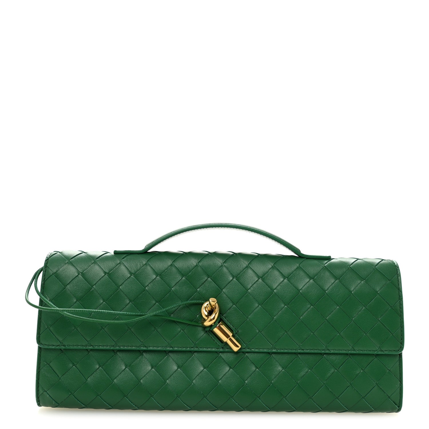 Nappa Intrecciato Long Andiamo Top Handle Clutch Jungle