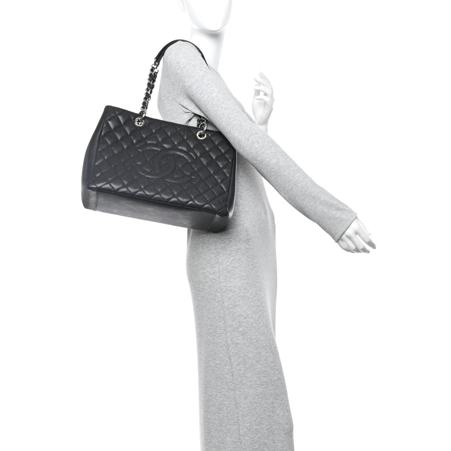 Caviar Quilted Grand Shopping Tote GST Black