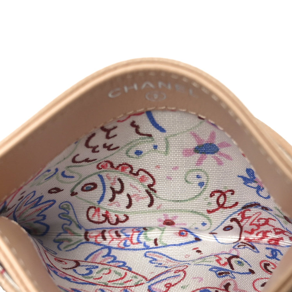 Caviar Quilted Textured CC  Holder Beige